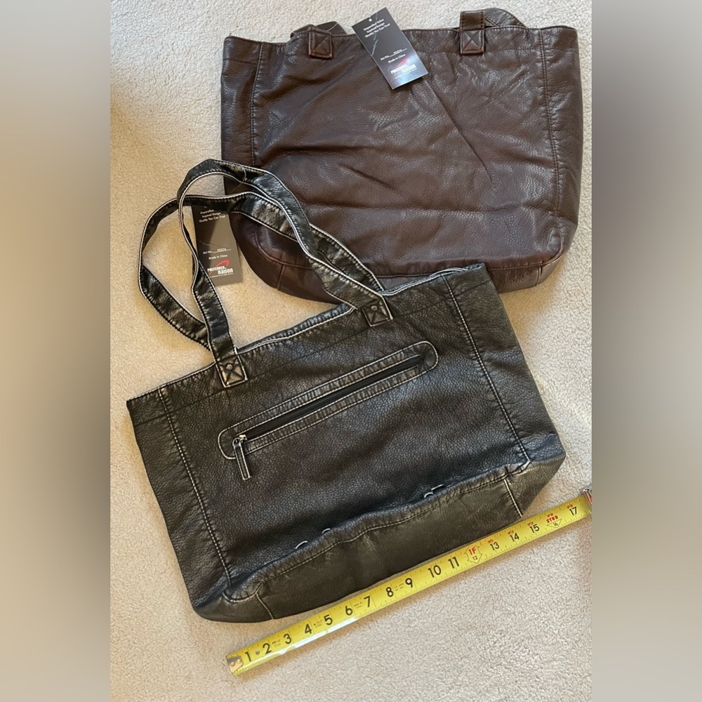 Black and Brown Vegan Leather Tote Bags